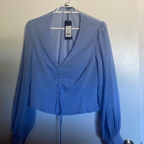 Dynamite - Baby Blue Long sleeve Peplum Top Size M - Picture 4 of 4